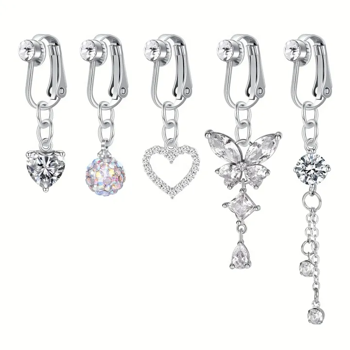 5Pcs%20Rhinestone%20Heart%20Butterfly%20Dangle%20Non%20Piercing%20Stainless%20Steel%20Navel%20Clips,Fake%20Belly%20Button%20Rings,%20%20Navel%20Jewelry%20For%20Men%20-%20Image%207