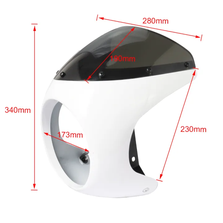 Motorcycle%20Red/White%20Front%20Headlight%20Fairing%20Windshield%20For%20Cafe%20Racer%20Honda%20Universal%207inch/16.5~18cm%20Retro%20Headlamp%20Windscreen%20-%20Image%204