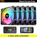 Aigo AM12 Rgb Fan Ventoinha PC Controladora 120mm Computer Case Fan Kit 6pin Water Cooler CPU Cooling Fans Argb 12cm Ventilador. 