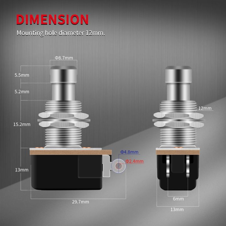 Miwayer%205/10Pcs%20Momentary%20Soft%20Guitar%20Footswitch%20-%2012mm%20Thread,%202%20Pin%20SPST%20NO,%20Quiet%20Push%20Button%20for%20Amp,%20DIY%20Pedal%20Projects%20-%20Image%202