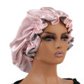 1pc Double Layer Laced edge satin bonnets matching colors sleep bonnet cap.
