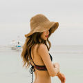 Beach Hat Female Sunscreen Cap Simple Women Panama Straw Hat Summer Sun Hat for Women Lady Folding Travel Caps 10cm Brim Floppy. 