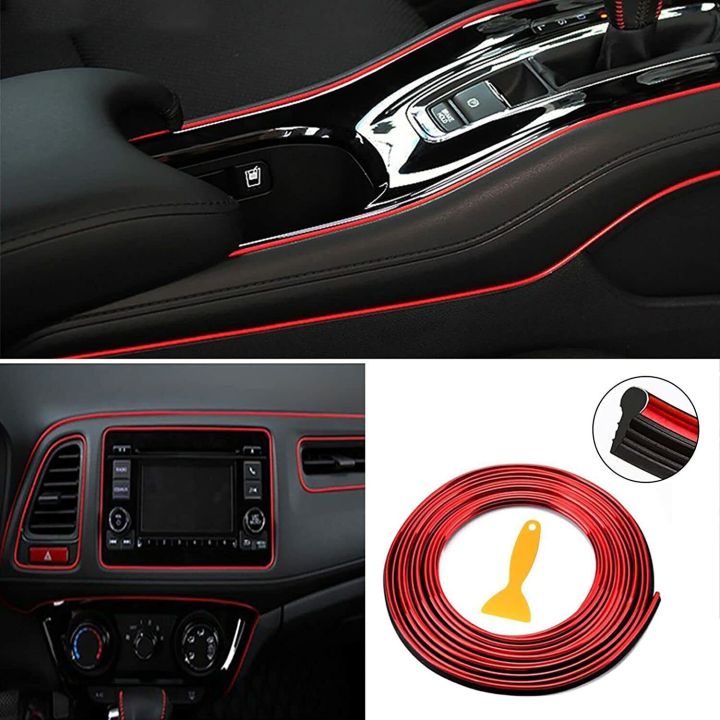 Car Interior Moulding Trim 5 Meter Long Red Color | Multi Use Car Interior Mounting Strip | Chrome Strip For Car Interiors