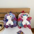 Winter Kids Rainbow Fluffy School Bag Children Cute Plush Toy Unicorn Backpack For Kids. 