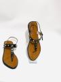 Girls Gorgeous New Design Slim Heels Stone Style Flat Sandals- Ladies New Collection Cheap Price Shoes - Womens Back Belt Shoes. 