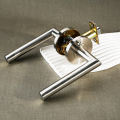 Viladepot Privacy Door Handle Polishing Handle Lever Round Base Bedroom Bathroom Door Lock Reversible. 