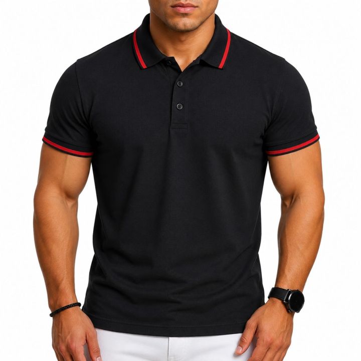 Men%E2%80%99s%20Solid%20Black%20Polo%20T-Shirt%20%20Premium%20PK%20Cotton%20%7C%20Casual%20&%20Formal%20Wear%20-%20Image%206