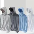 New Trendy Men's Ice Silk Sun Protection Jacket - Ultra-Thin Hooded Windbreaker with Loose Fit and Sporty Look for Men UPF 50+.