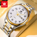 OLEVS Trendy popular mens watches Dual Calendar waterproof Arabic numeral scale luminous quartz wristwatch genuine watch for man. 