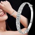 Classic Fashion Silver Color Adjustable Round Bangle Women Plated Bracelet Tibetan Carved Cuff Bangles Wedding Party Accessories. 