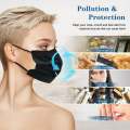 Disposable Face Mask Black 3 Protective Layers, Nose Pin Cover , 50 Pcs-Pack of Box Adult. 