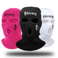 3 hole balaclava ski mask autumn/winter warm cycling sports full face mask ear protection knitted hat beanies,s Halloween. 