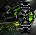 Mens fashion  car wheel rotating  steel watch Baisheng steel rotating watch. 