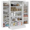 41" Kitchen Pantry Storage Cabinet, Freestanding Kitchen Cabinet with 12 Door Shelves, Double Doors, 5-Tier Shelving and Adjustable Shelves, Painted White. 