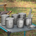Tiartisan Outdoor Titanium Lightweight Portable Tea Coffee Cup Folding Handle Camping Water Mug for Hiking Travelling.