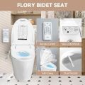 German Imported R FLORY FDB608 Electronic Smart Bidet Seat Bidet Attachment Easy Install Heated Seat Warm Dry Water Power Save Self Cleaning Separate Nozzle (Normal-EU,UK). 