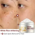 White Rice Face Whitening Cream Remove Dark Spots Fade Freckle Melanin Anti Wrinkle Aging Moisturizing Brighten Skin Care. 