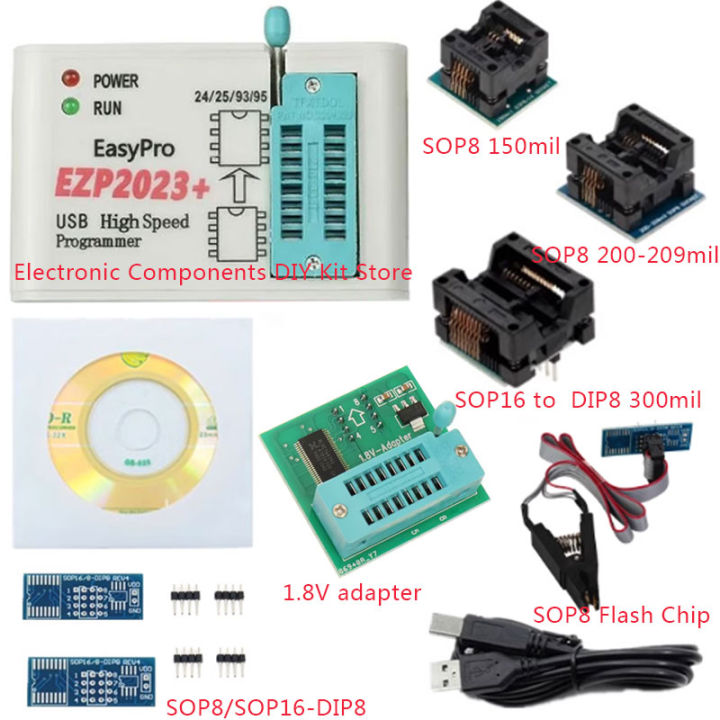 EZP2023 High-Speed USB SPI Programmer+12 Adapters Support 24 25 26 93 ...