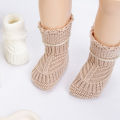 2Pcs/Pair Baby Knit Socks 0-12M Solid Cochet Walking Socks Newborn Photography Prop Infant Birthday Handmade Boutique Sock.