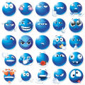 50pcs cute blue bean emoji waterproof stickers ornament Child interest easy paste cute gift DIY. 