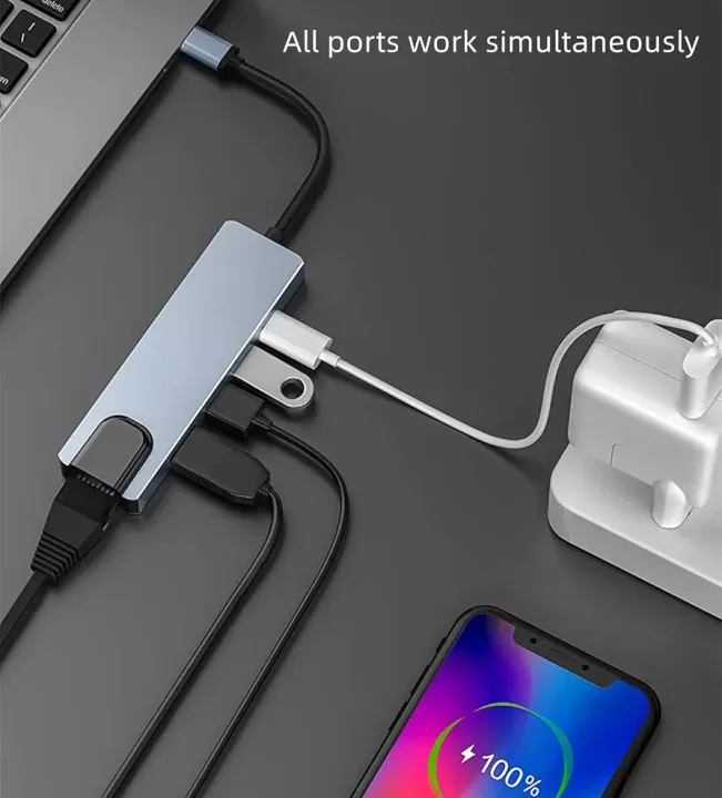 Typ%20c%20%205%20in%201%20USB%20C%20Docking%20Station%20with%204K%20HDMI,%20RJ45%20Ethernet,%20USB3.0,%20100W%20PD,%20Compatible%20with%20MacBook%20Pro/Air,%20IPad%20Pro,%20IPad%20Mini%206,%20Surface%20Pro%20and%20More%20Type%20C%20Devices%20-%20Image%204