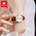 【New Trend】OLEVS Classics Leather Strap Quartz Watch for Women Fashion Elegant Diamond Ladies Watch Waterproof Date Women's Quartz Watch. 