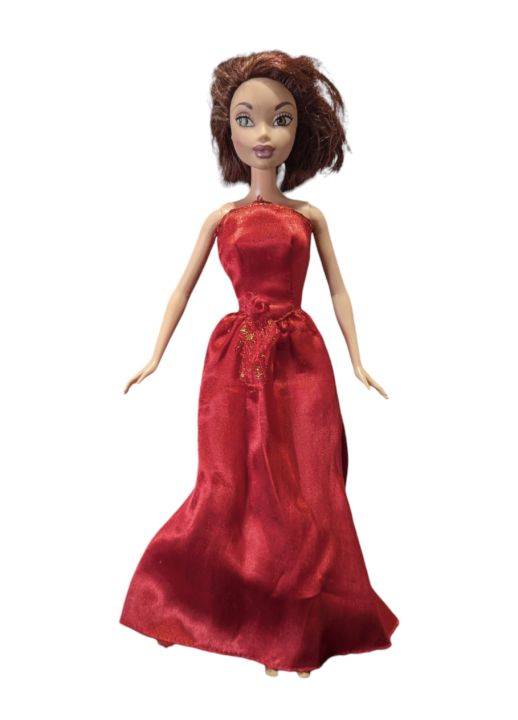 (K). Barbie Doll Princess Red  frock Dress