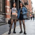 2 pairs of pentagram printed black silk and lace jacquard fishing net socks with high waisted elastic anti hook silk pantyhose. 