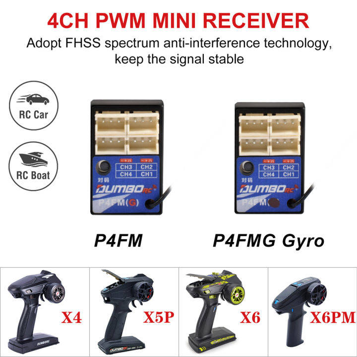 DUMBORC%202.4GHz%20Receiver%20P6F%20P6F(G)%20P6DC%20P6DC(G)%20P4FM(G)%20P4FM%20P6FP%20P10F%20P10F(G)%20Receiver%20with%20Gyro/without%20Gyro%20For%20RC%20Car%20Boat%20-%20Image%202