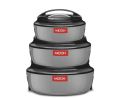 Milton Ernesto Inner Stainless Steel Casserole Set Of 3 (420 ML, 850 ML ,1.43 Litres ) Easy To Carry , Microwave Safe. 