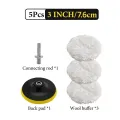 5Pcs 3/4/5 Inch Polishing Kit Car Polishing Pad Car Waxing Sponge Disk Wool Wheel Auto Paint Care Polisher Pads Car Gadget. 