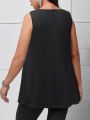Plus Size Sleeveless Scalloped Hem Tunic Top for Women Casual Loose Fit Summer Blouse Lightweight and Breathable. 