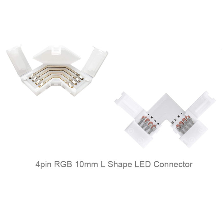 4 Pin 10mm LED Strip Connector L Shape RGB LED Light Strip Connectors