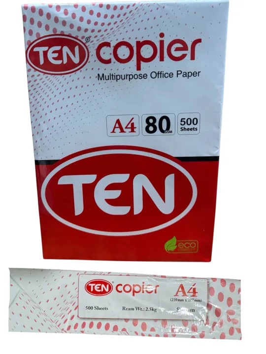Ten COPIER (Original) – A4 Copier Paper, 80 gsm – 500 Sheets per Ream ...
