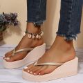 Lightweight Wedges Flip Flops for Women 2025 Summer Thick Bottom Beach Slippers Woman Comfortable Clip Toe Sandals Female. 
