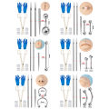 Body Piercing Kit Surgical Steel Threaded Taper Pin Needles Lip Nose Tongue Cartilage Eyebrow Navel Piercing Jewelry Tool Pliers. 