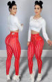 Women High Waist Sports Leggings Stripe Print Stretchable Yoga Pants Tight Fitness Workout Gym Push Up Causal Pant.