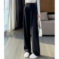 2025 Female High Waisted Wide Leg Pants Spring Women Concise Fashion Suit Trousers Lady Chic Korean Designer Solid Color Slacks.
