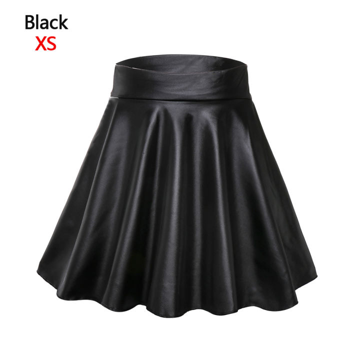 High%20Waist%20Elastic%20Mini%20Short%20Skirt%20Women%20Imitation%20Leather%20Skirt%20Polyester%20Fiber%20Fabric%20-%20Image%207