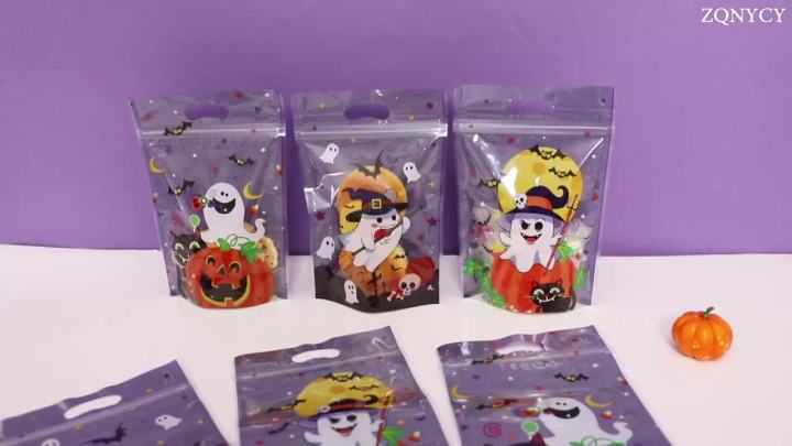 20/50Pcs Halloween Candy Bag Cartoon Pumpkin Ghost Cookies Ziplock Bags ...