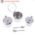 Practical Stainless Steel Sugar Bowl With Handle Lid Spoon Dustproof Waterproof Seasoning Jar Kitchen Restaurant Spice Container. 