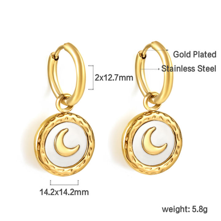 LUXUSTEEL%20Stainless%20Steel%20Geometric%20White%20Shell%20Hoop%20Earrings%20For%20Women%20Heart%20Round%20Square%20Shape%20Bee%20Moon%20Crown%20Daily%20Jewelry%20-%20Image%206