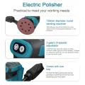 125mm Brush Motor Cordless Orbital Sander Wood Grinder Electric Polisher Waxing Grinding Sanding Machine for Makita 18V Battery. 