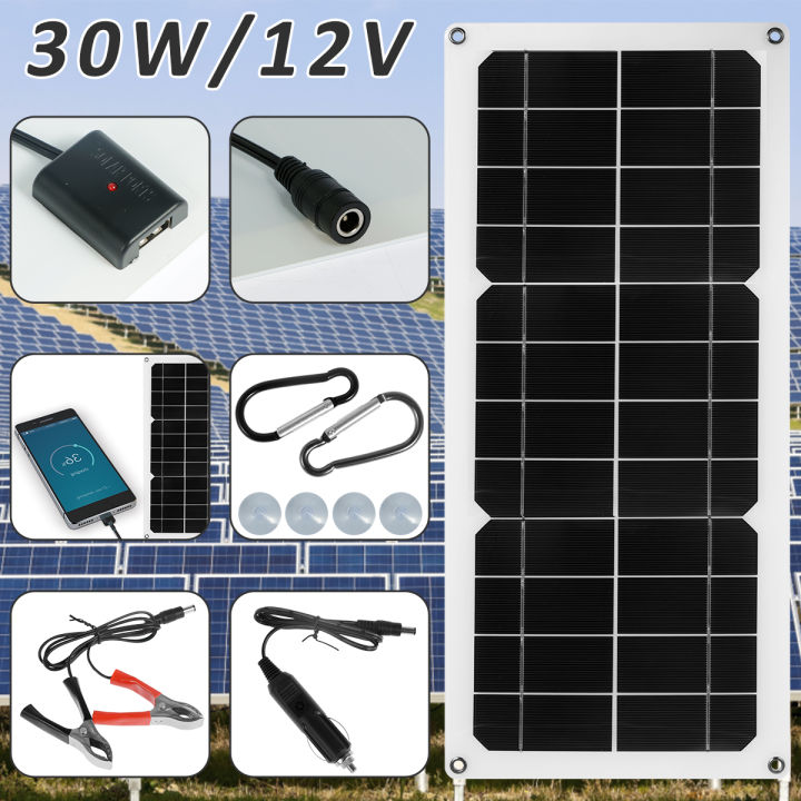 IP65Waterproof%20Solar%20Panel%20Kit%2030W%2012V%20Portable%20Solar%20Charger%20with%20USB%20Outdoor%20Battery%20Powered%20for%20Cars%20Motorcycles%20and%20Camping%20-%20Image%203