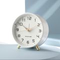 Nordic Luxury Alarm Clock Mute Children's Student Desk Table Clock Bedroom Study Room Simple Frosted Metal Clock. 