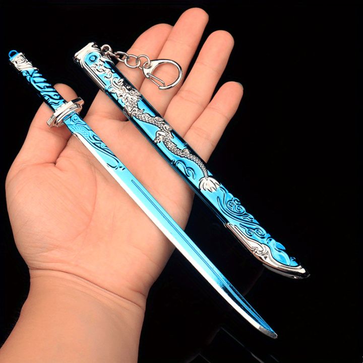 Alloy sword model, sword model keychain, five clawed golden dragon sword with sheath alloy model, antique sword model imitation