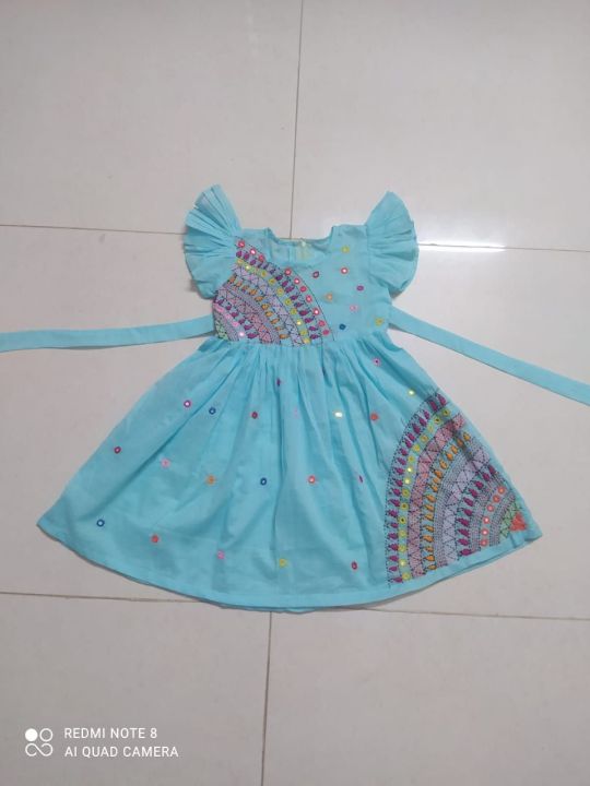 Hand work product and baby girls dress
