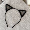 1 Black Polka Dot Cat Ear Headband - Stylish Polyester Hair Accessory, Perfect for Holidays, Parties, and Cosplay; Cute and .