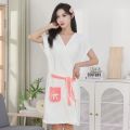 Women's bathrobe, coral fleece soft absorbent bathrobe, strap wearable bathrobe, breathable adult bath towel. 