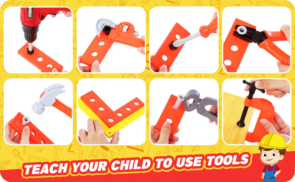 Pixnor - - 45PC Kids Tool Toy Sets Construction Toolbox Pretend Toys With Electric Drill US - View #2